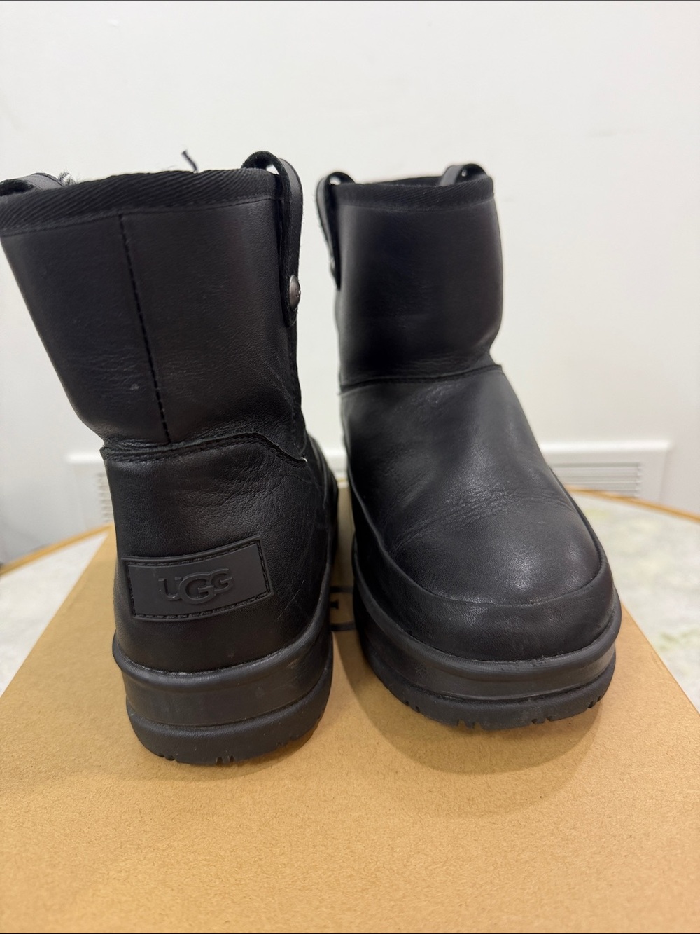 UGG Kids Black Leather Ankle Boots
